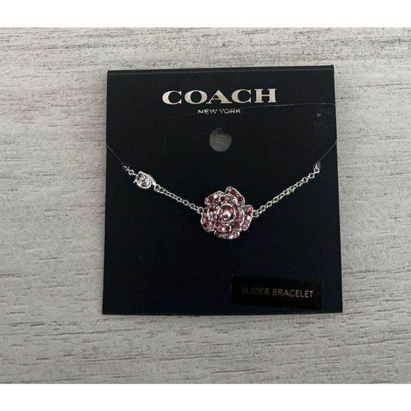 Coach Signature CG069 Tea Rose Slider Bracelet Pink Silver - Picture 3 of 9